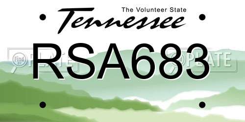 RSA683 Tennessee License Plate