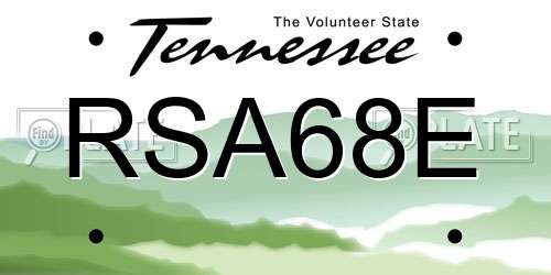 RSA68E Tennessee License Plate