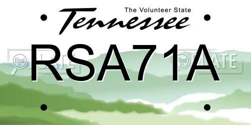 RSA71A Tennessee License Plate