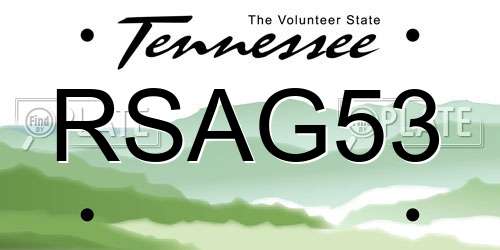 RSAG53 Tennessee License Plate