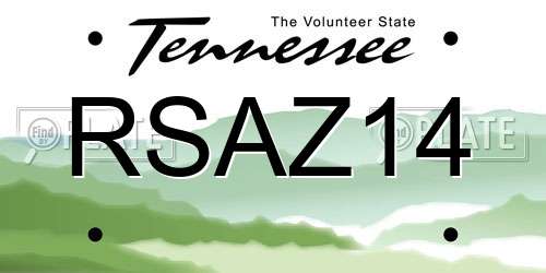 RSAZ14 Tennessee License Plate