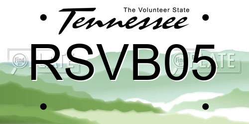 RSVB05 Tennessee License Plate