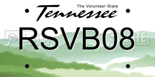RSVB08 Tennessee License Plate