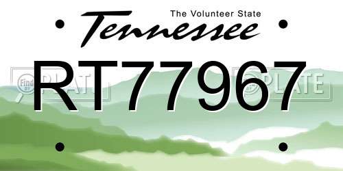 RT77967 Tennessee License Plate
