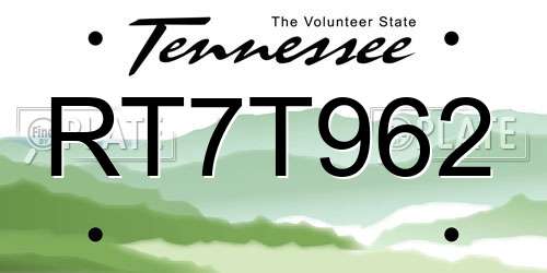 RT7T962 Tennessee License Plate