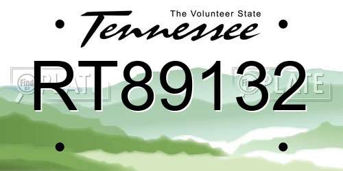 RT89132 Tennessee License Plate