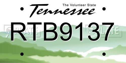 RTB9137 Tennessee License Plate