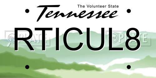 RTICUL8 Tennessee License Plate
