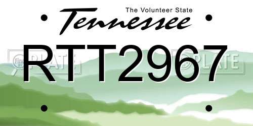 RTT2967 Tennessee License Plate