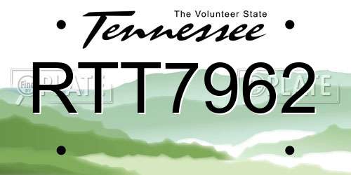 RTT7962 Tennessee License Plate