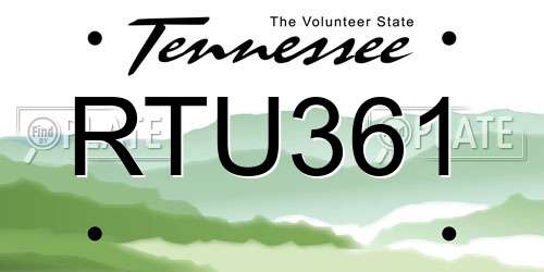 RTU361 Tennessee License Plate