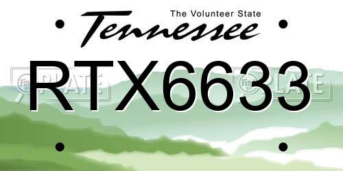 RTX6633 Tennessee License Plate
