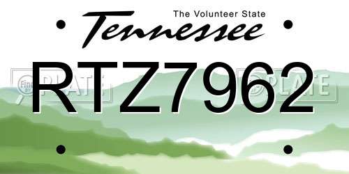 RTZ7962 Tennessee License Plate