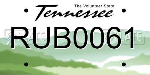 RUB0061 Tennessee License Plate