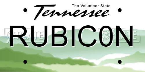 RUBIC0N Tennessee License Plate