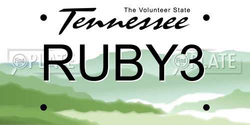 RUBY3 Tennessee License Plate