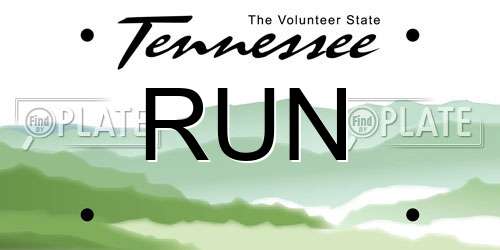 RUN Tennessee License Plate