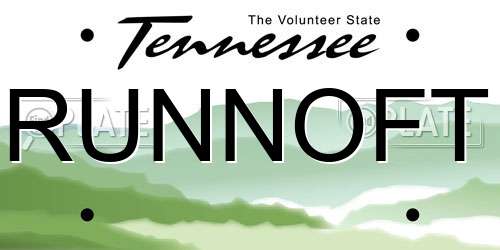 RUNNOFT Tennessee License Plate