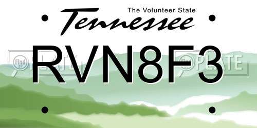 RVN8F3 Tennessee License Plate