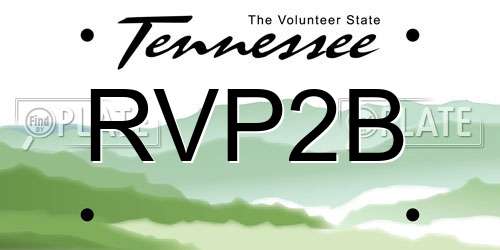 RVP2B Tennessee License Plate