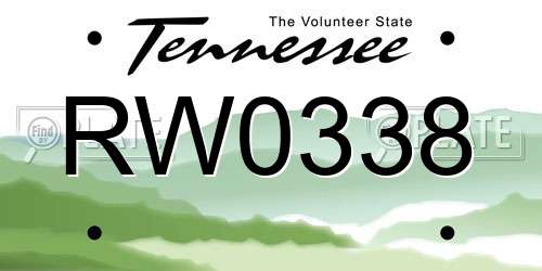 RW0338 Tennessee License Plate