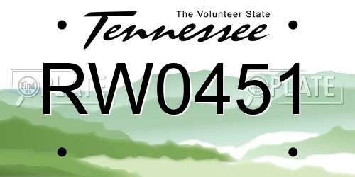 RW0451 Tennessee License Plate