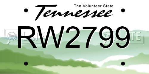 RW2799 Tennessee License Plate