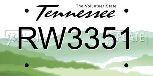 RW3351 Tennessee License Plate