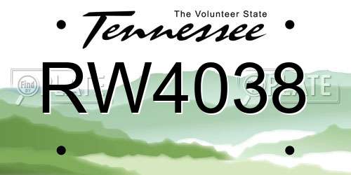 RW4038 Tennessee License Plate