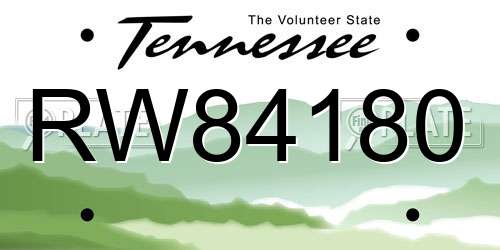RW84180 Tennessee License Plate
