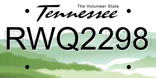 RWQ2298 Tennessee License Plate