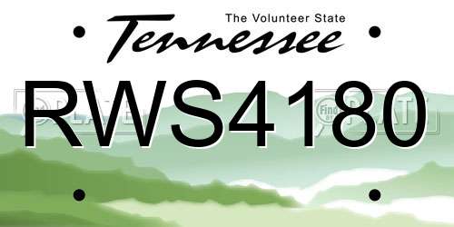 RWS4180 Tennessee License Plate