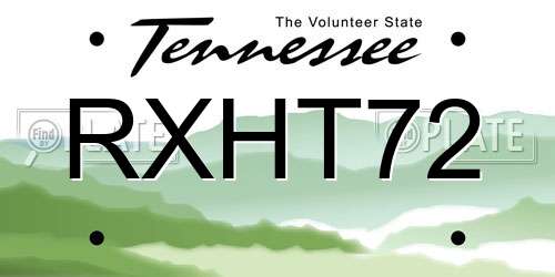 RXHT72 Tennessee License Plate