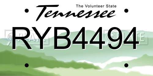 RYB4494 Tennessee License Plate