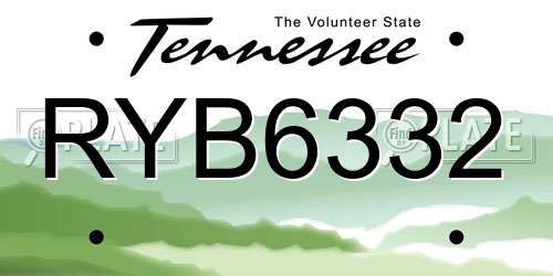 RYB6332 Tennessee License Plate