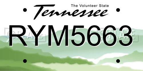 RYM5663 Tennessee License Plate