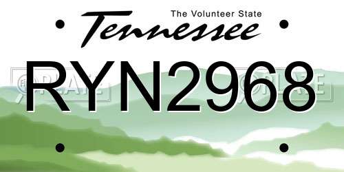 RYN2968 Tennessee License Plate