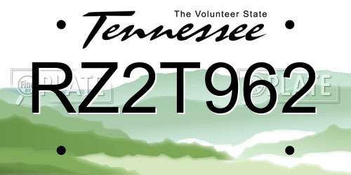 RZ2T962 Tennessee License Plate
