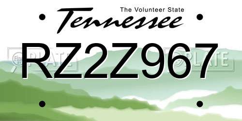 RZ2Z967 Tennessee License Plate