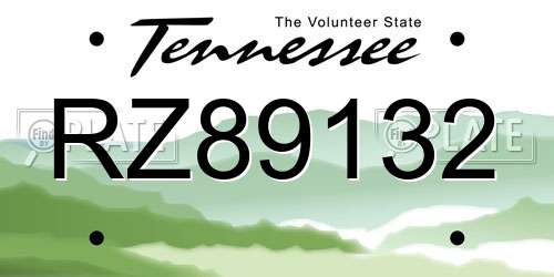 RZ89132 Tennessee License Plate