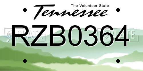 RZB0364 Tennessee License Plate