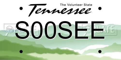 S00SEE Tennessee License Plate