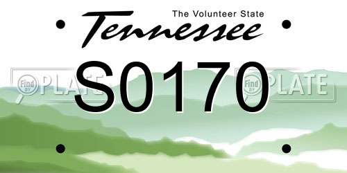 S0170 Tennessee License Plate