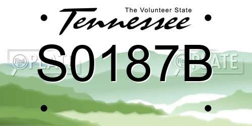 S0187B Tennessee License Plate