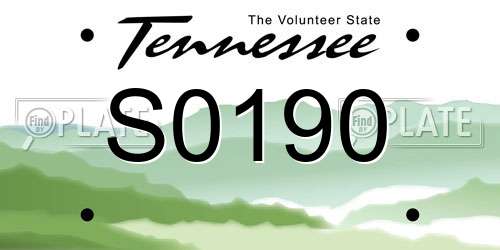 S0190 Tennessee License Plate