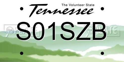 S01SZB Tennessee License Plate