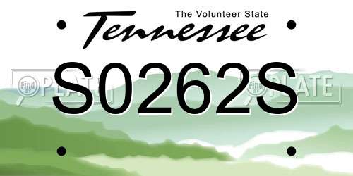 S0262S Tennessee License Plate