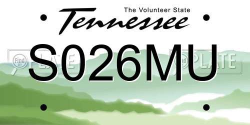 S026MU Tennessee License Plate