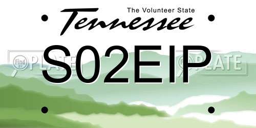 S02EIP Tennessee License Plate