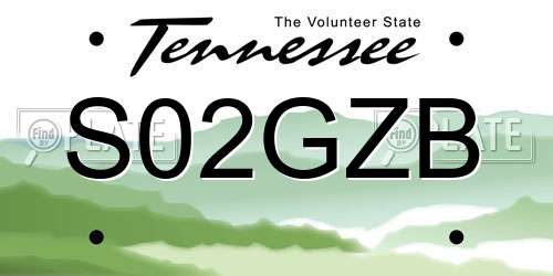 S02GZB Tennessee License Plate